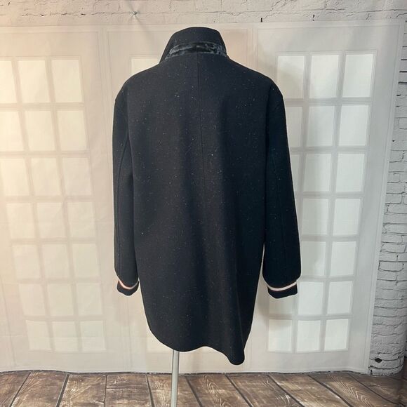 Collection B Navy Blue Speckled Velvet Trim Coat Size Large - Picture 6 of 12